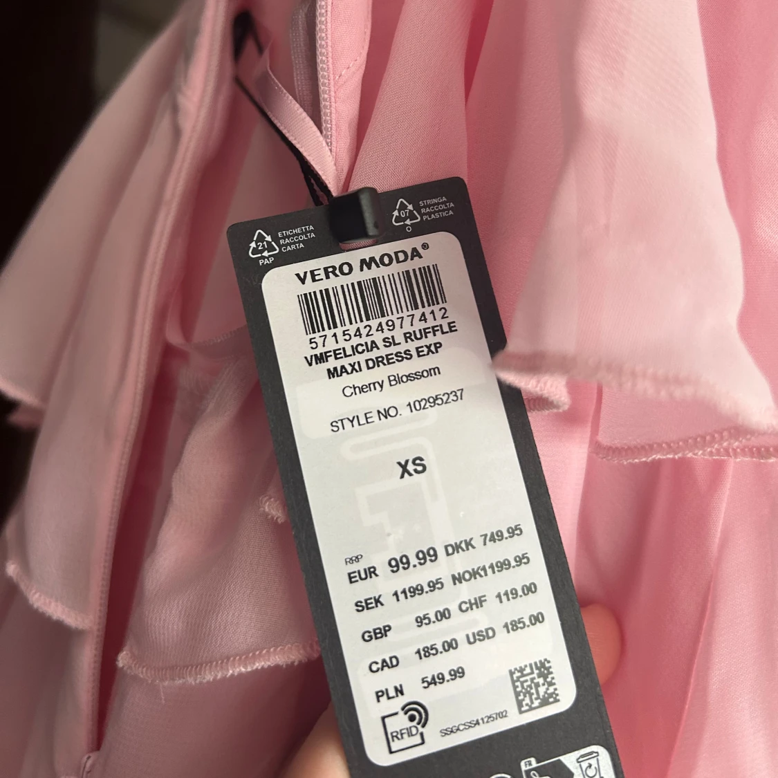 VMFELICIA ljusrosa volangklänning från Vero Moda - 2