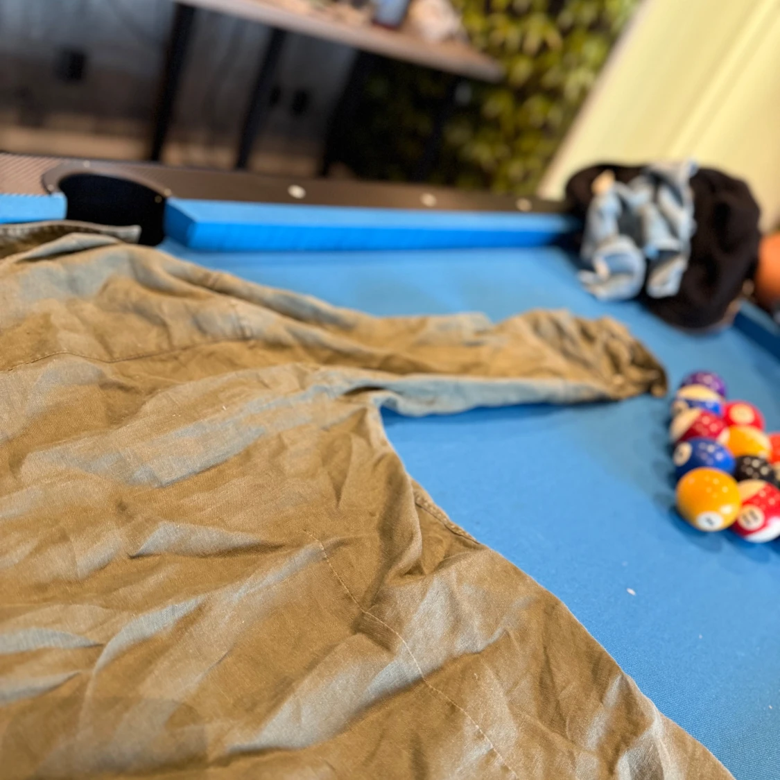 Olivgrön linneskjorta Bruun & Stengade - 4