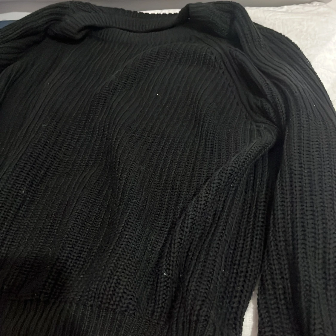 Svart ribbstickad tröja 157 XS