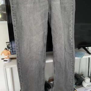 Gråa relaxed jeans från Jack & Jones 29-30 - Säljer ett par gråa jeans från Jack & Jones i modellen Relaxed/Chris. Jeansen har en avslappnad passform, raka ben och klassisk femficksdesign. Tillverkade i bomull med knappgylf och bälteshällor. Perfekta för en chill och stilren look. Storlek 29/30 använda 1 gång 