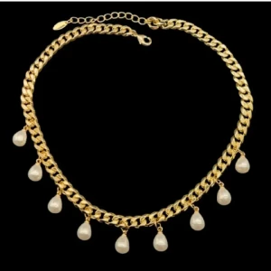 Guldpläterat halsband  - Rostfritt stål, guldpläterat halsband. 