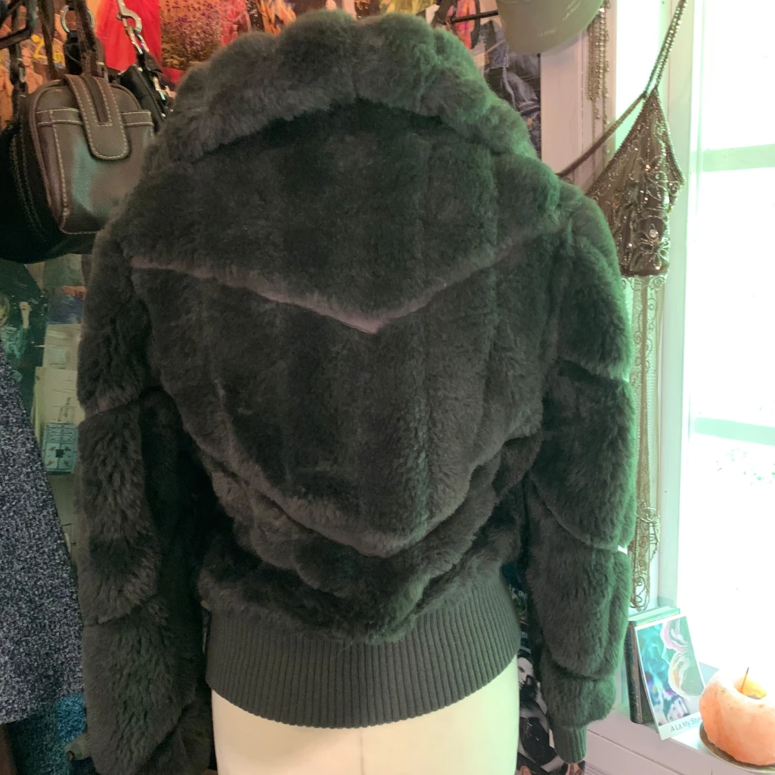 Mörkgrå pälsjacka  - 1