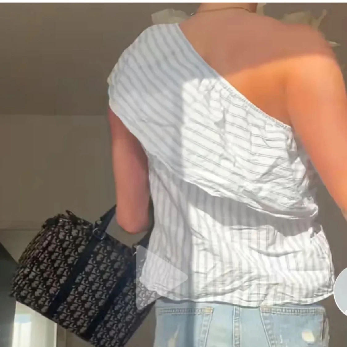 Randig offshoulder topp i bomull - 2