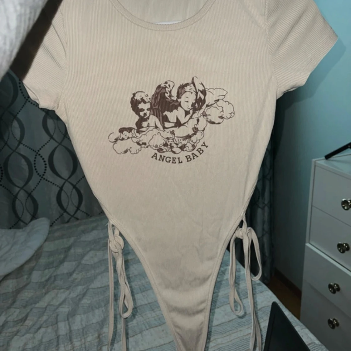 Beige ribbad bodysuit Angel Baby - 2