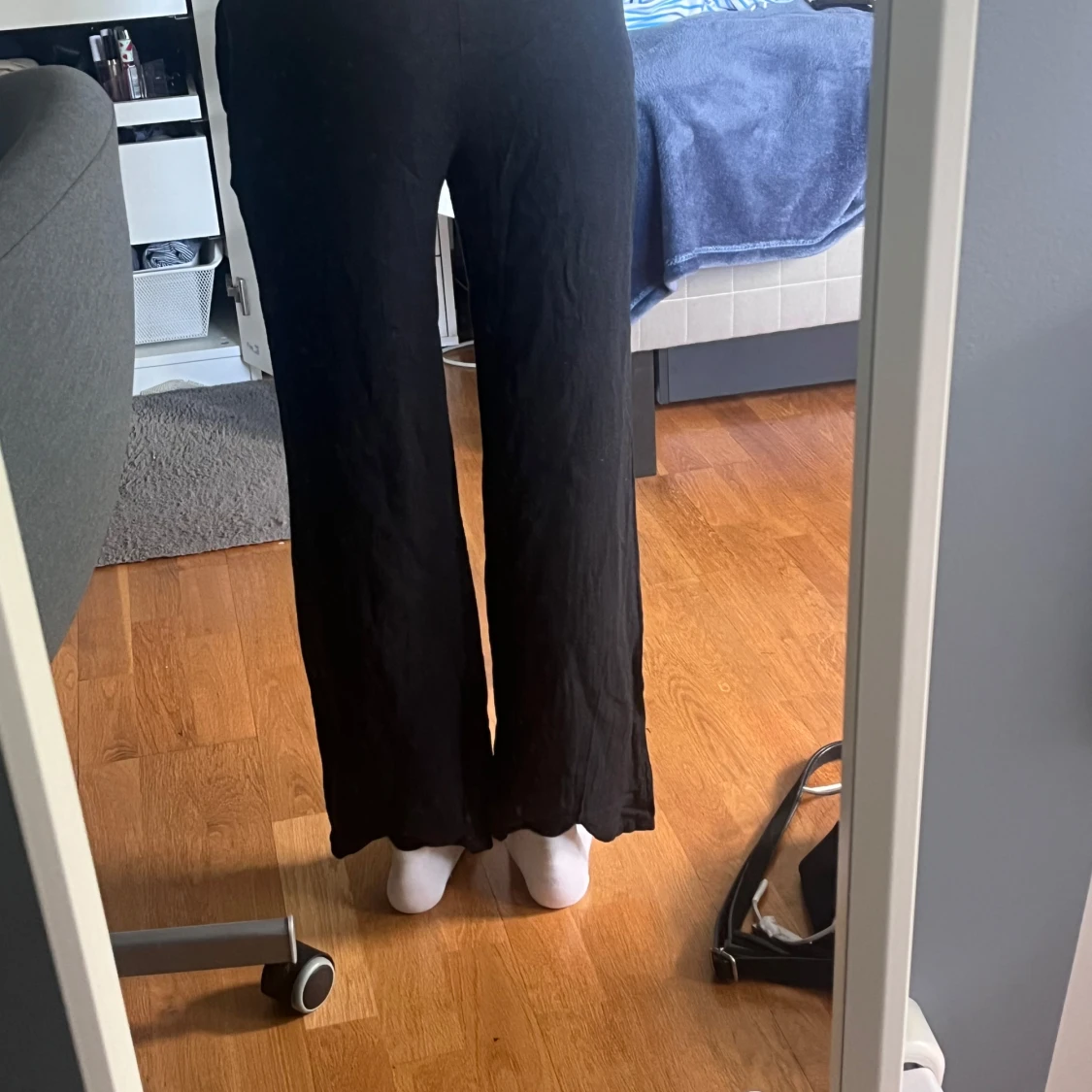 Svarta lågmidjade linnebyxor - 2