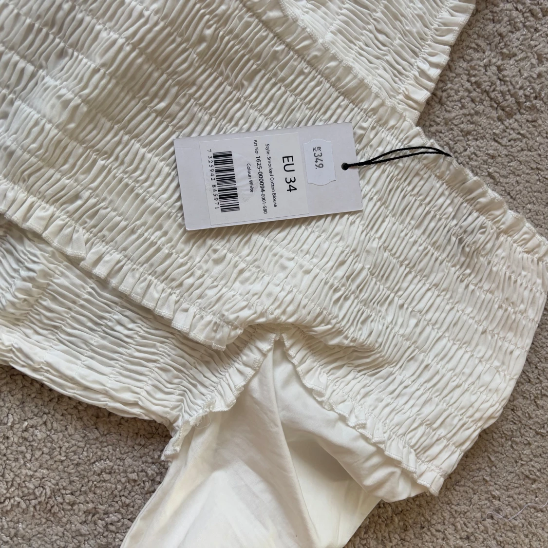 Vit skjortblus med smock  - 3