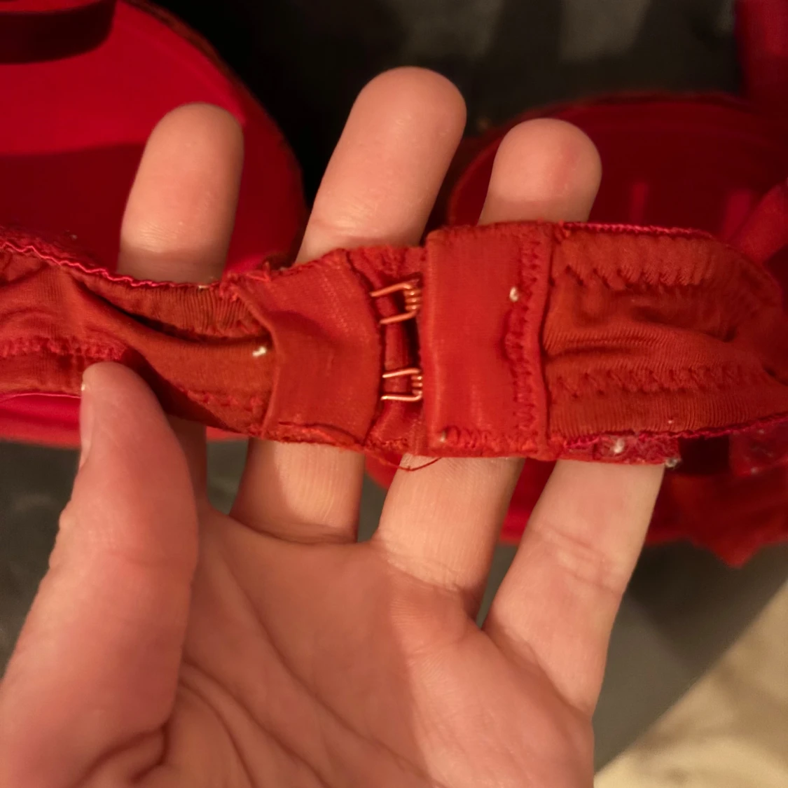 Röd spets-bh med rosett - 4