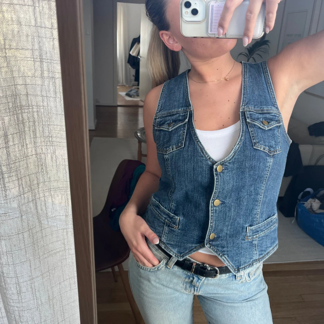 Jeansväst med knappar - 1