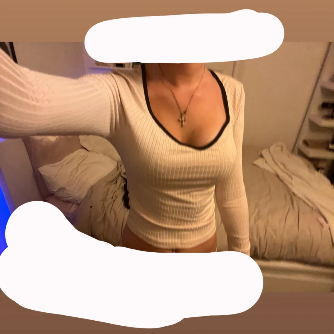 Beige långärmad topp - 1