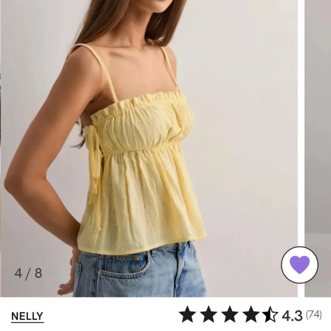 Gul linnetopp med smala axelband Nelly - 1