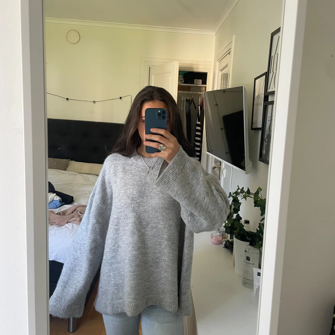 Grå stickad tröja Gina Tricot - 1