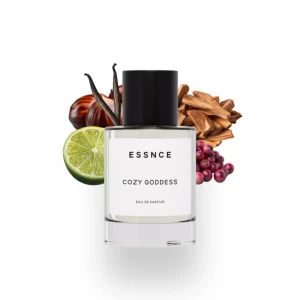 Essnce Cozy Goddess Parfym  - Parfymen Cozy Goddess från ESSNCE kommer i en stilren, rund glasflaska med svart lock och vit etikett. Doften har inslag av lime, vanilj, trä och kryddor, vilket ger en fräsch och varm känsla. Jag har endast testat den så den är i princip helt full.💓💓Nypris 360, 50ml
