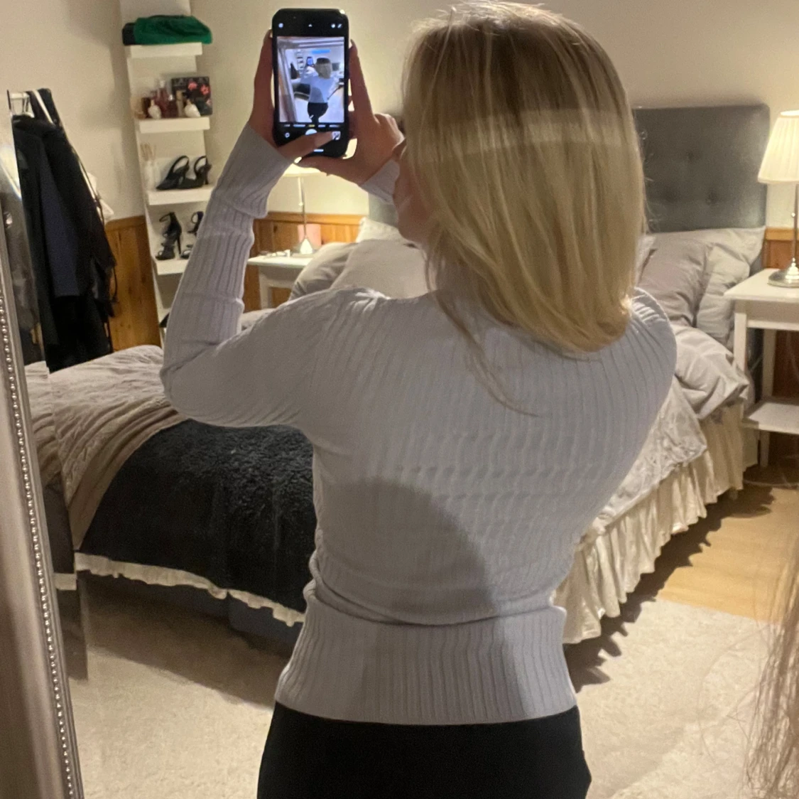 Ljuslila/blå ribbad tröja från Gina Tricot - 1