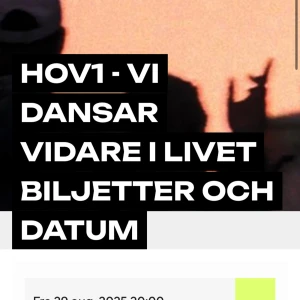 !Säljer biljett! - Jag säljer min ordinarie biljett till hov1 på gärdet 29 augusti! Jag säljer då jag inte längre har möjlighet att ta mig dit.🥰