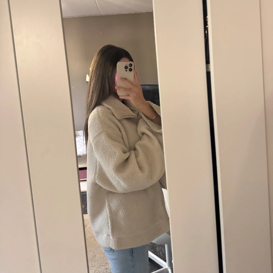 Beige teddyjacka  - 3