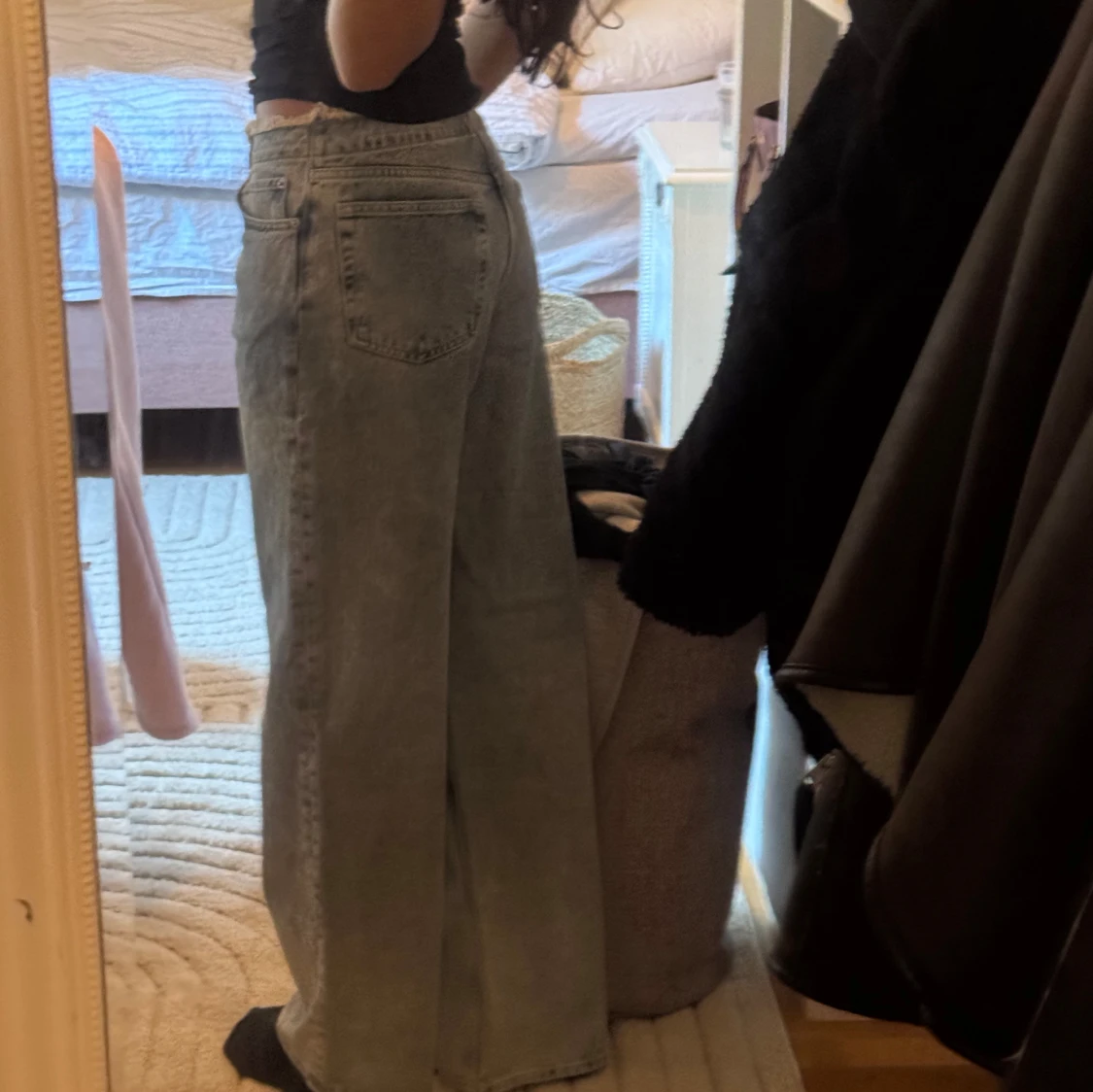 Ljusblå wide jeans med låg midja - 1
