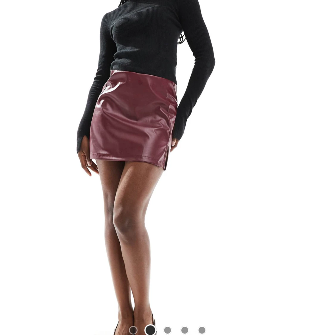 Vinröd/brun skinnkjol  - 3