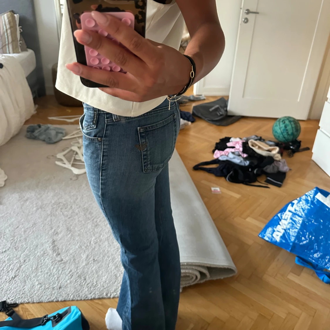 Blå lowwaist bootcut jeans från Armani!❣️ - 2