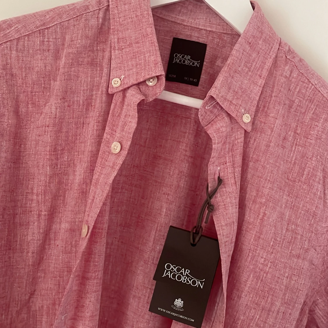 Rosa/Röd linneskjorta Oscar Jacobson M - 1