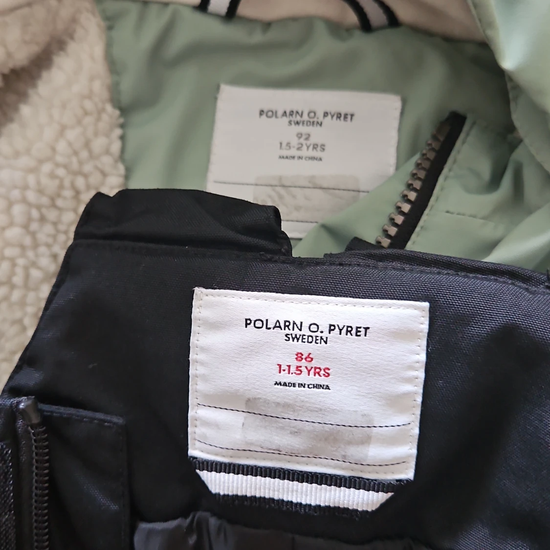 Mint grön vinterjacka Polarn O. Pyret 92 , skidbyxor vinter 86 - 2