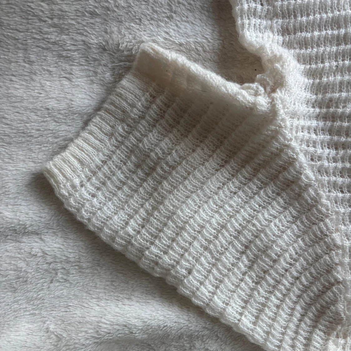 Vit stickad mohairtröja Mango - 3