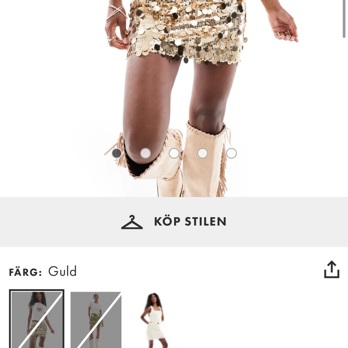 Guldig paljettkjol med stora paljetter - 1