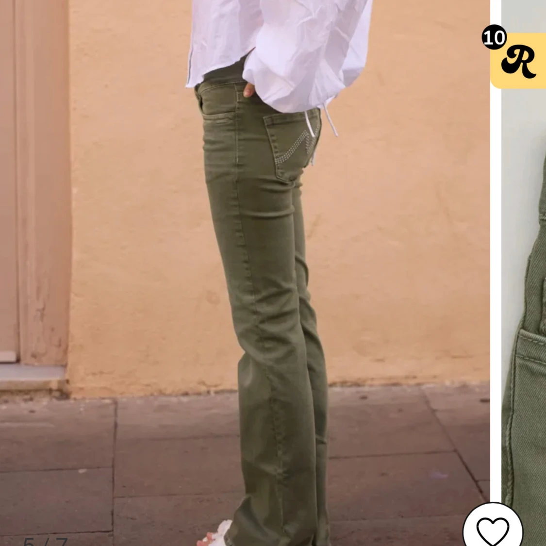 Olivgröna bootcut jeansbyxor - 1