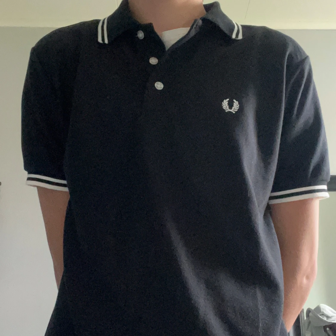 Svart Fred Perry pikétröja M - 4