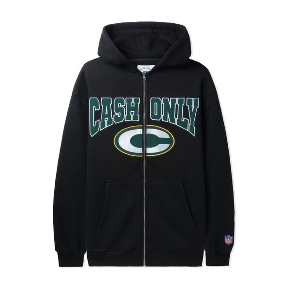 Cash Only svart hoodie med dragkedja