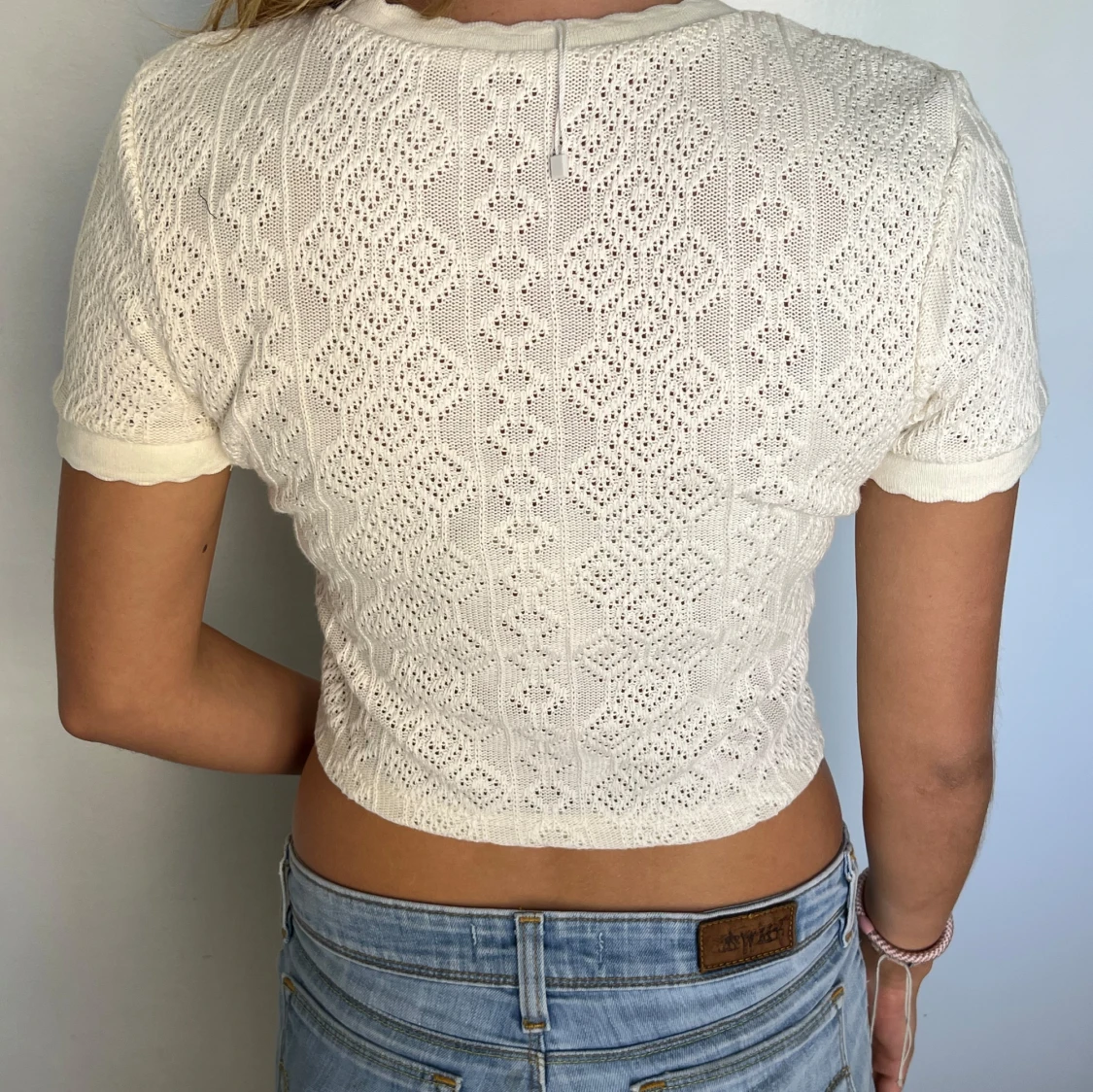 Vit stickad croppad topp från Zara - 1