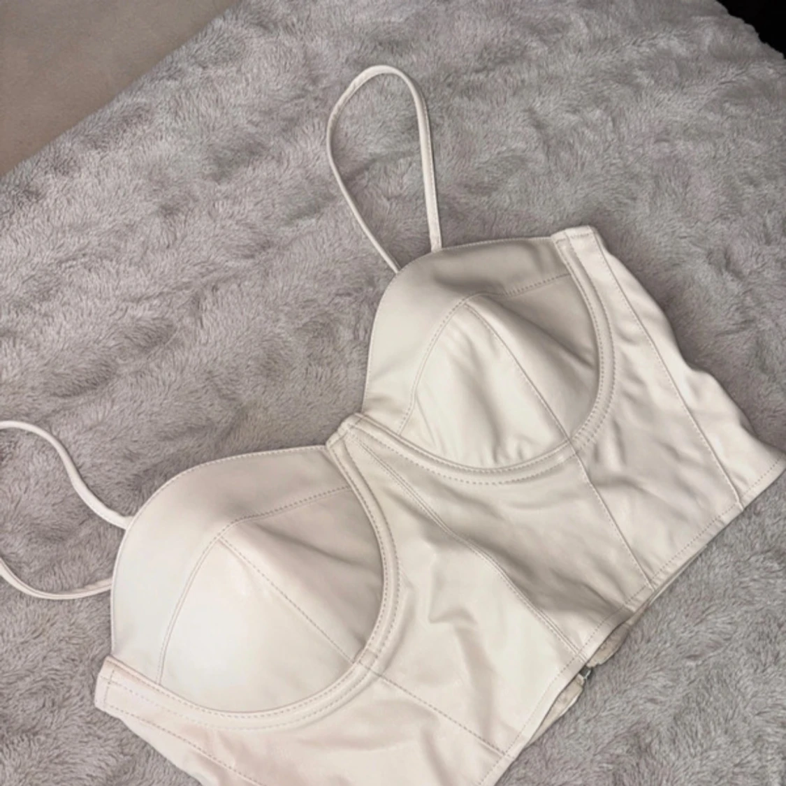 Beige korsett-topp med smala axelband - 2