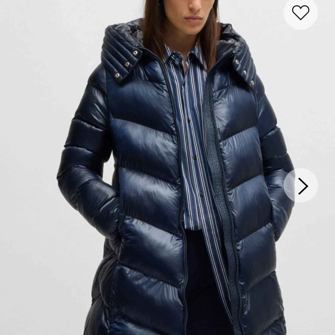 BOSS - Longline quilted down jacket with oversize hood