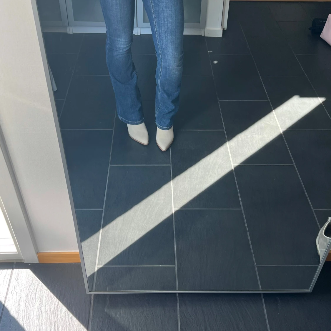 Rosatvättade/beiga cowboy boots med klack - 1