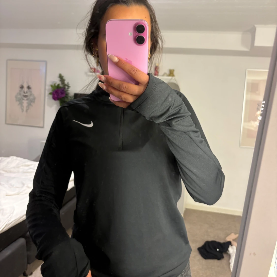 Svart Nike träningströja half zip - 1