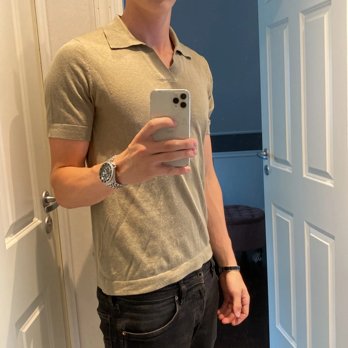 Grön pikétröja från H&M