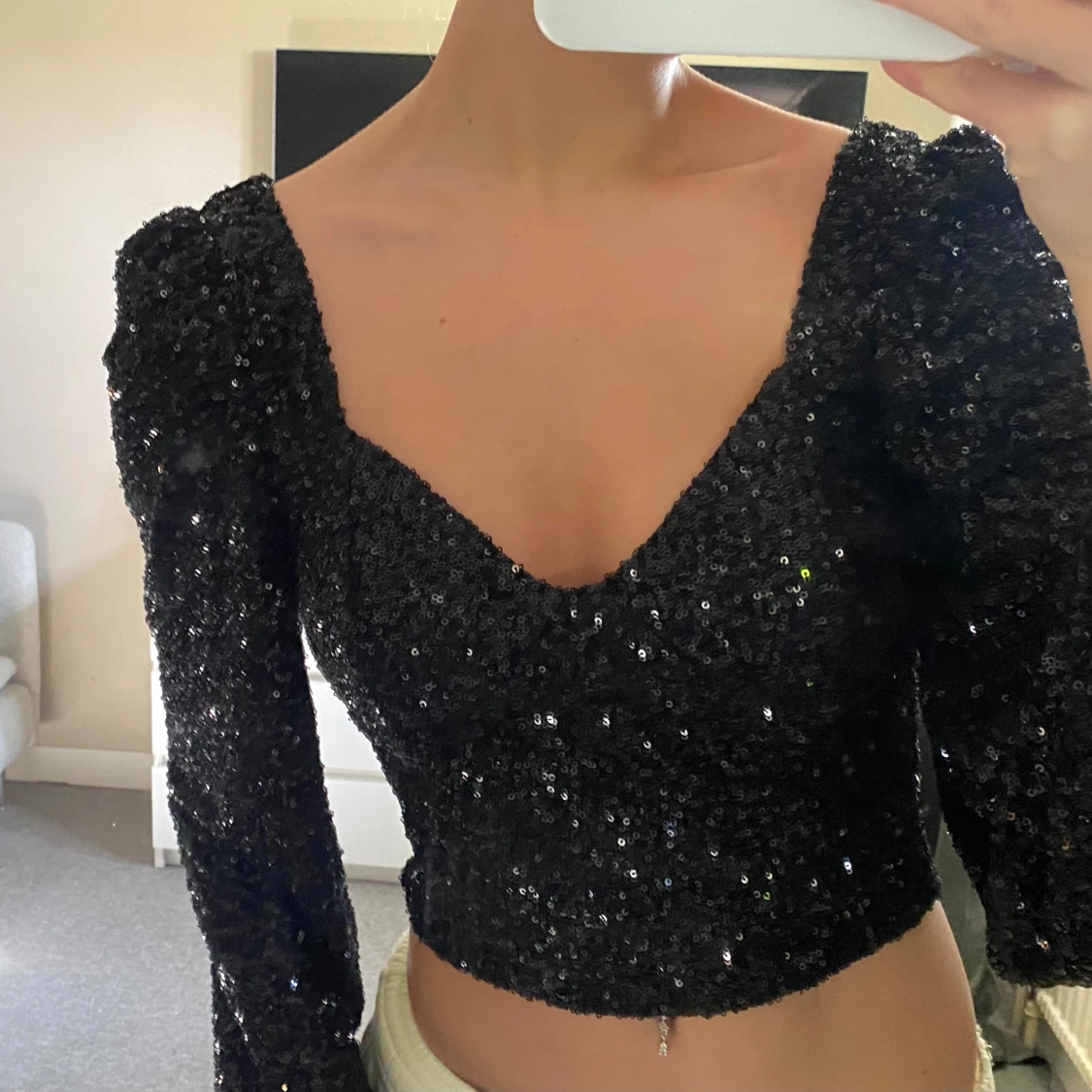 Svart glittrig topp - 1