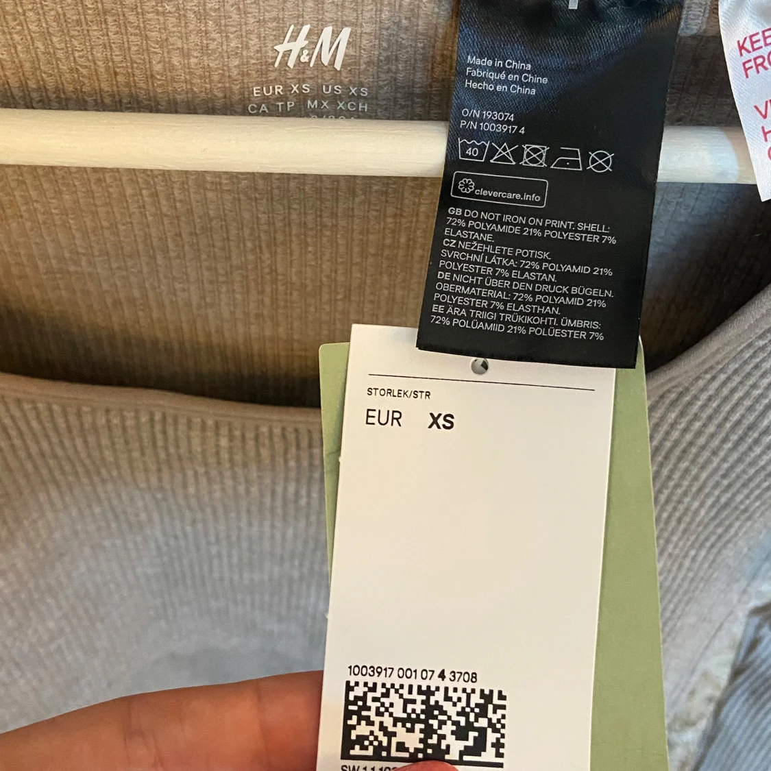 Beige ribbad långärmad topp H&M XS - 2