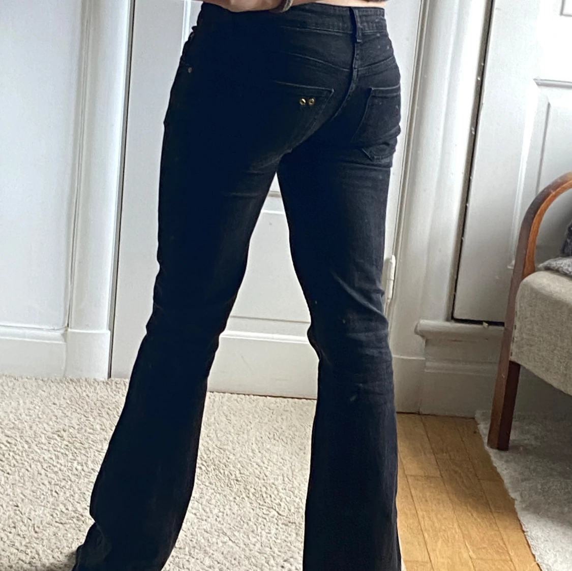 Svarta lågmidjade bootcut jeans - 1