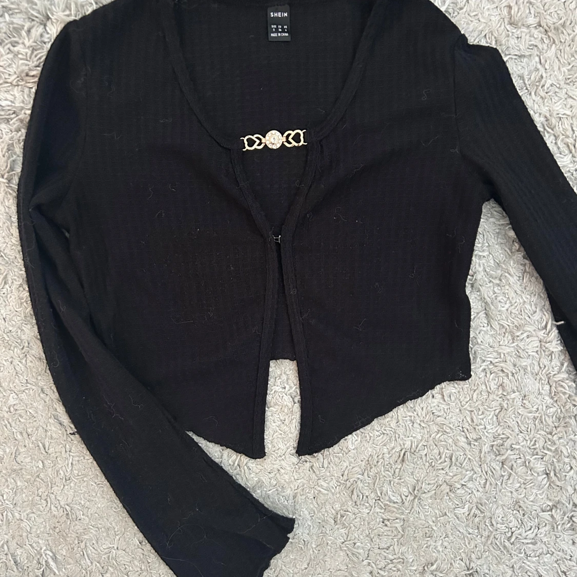 Svart ribbad kofta från Shein
