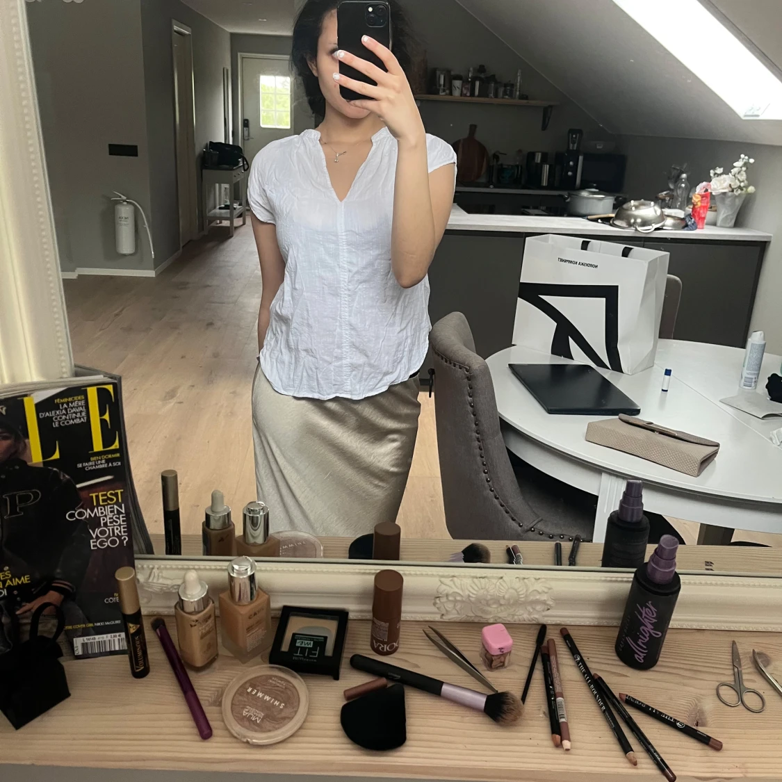 Vit linne tröja - 1