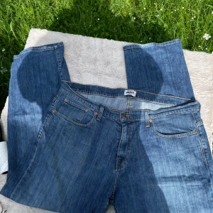 Blå jeans från Grant regular fit - Säljer ett par klassiska blå jeans från Grant i regular fit. Jeansen har fickor, gylf med dragkedja och knapp samt snygga kontrastsömmar. Perfekt för dig som gillar en tidlös och enkel stil.