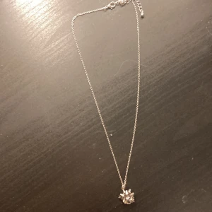 Silverfärgat halsband med rosettberlock - Elegant silverfärgat halsband med en unik rosettformad berlock. Kedjan är justerbar med en säker klolås och extra länkar för perfekt passform. Säljer pg av att silver inte är min stil!!! 💕💍