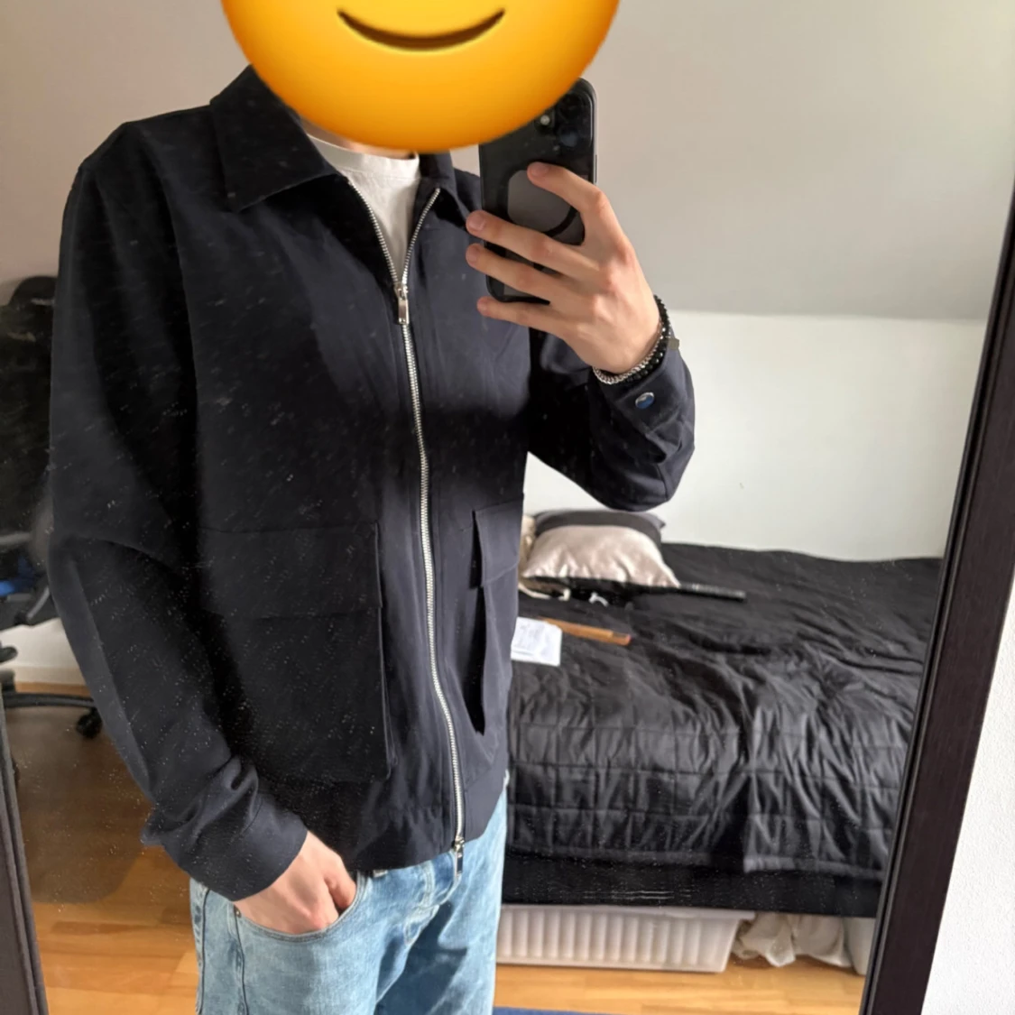 Navy jacka med dragkedja - 3