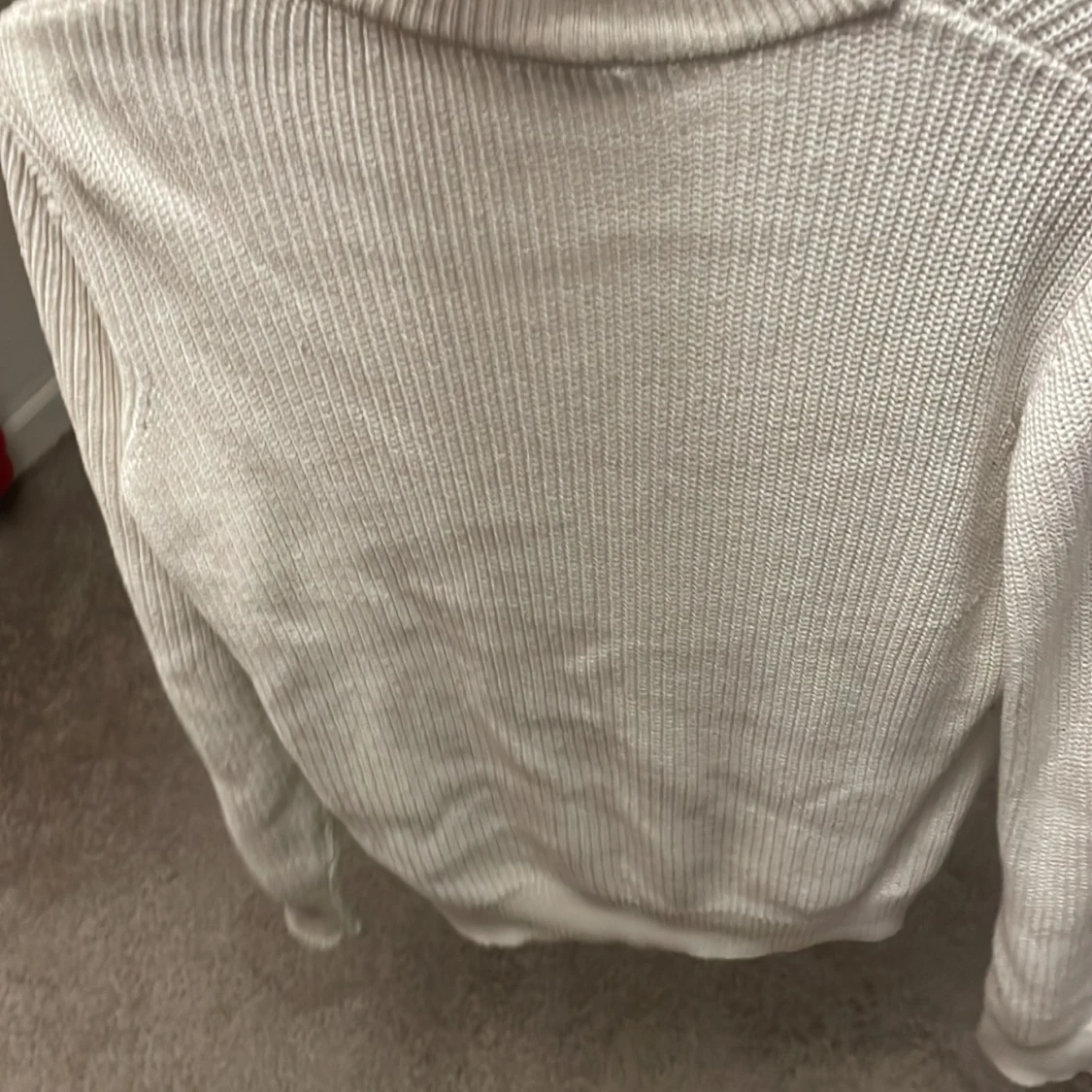 Vit ribbad tröja med dragkedja - 2