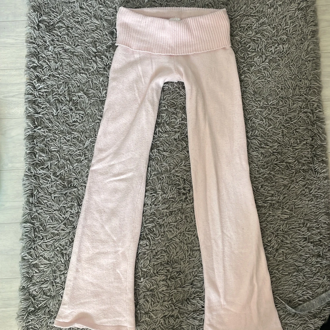 Ljusrosa stickade yoga pants  - 1