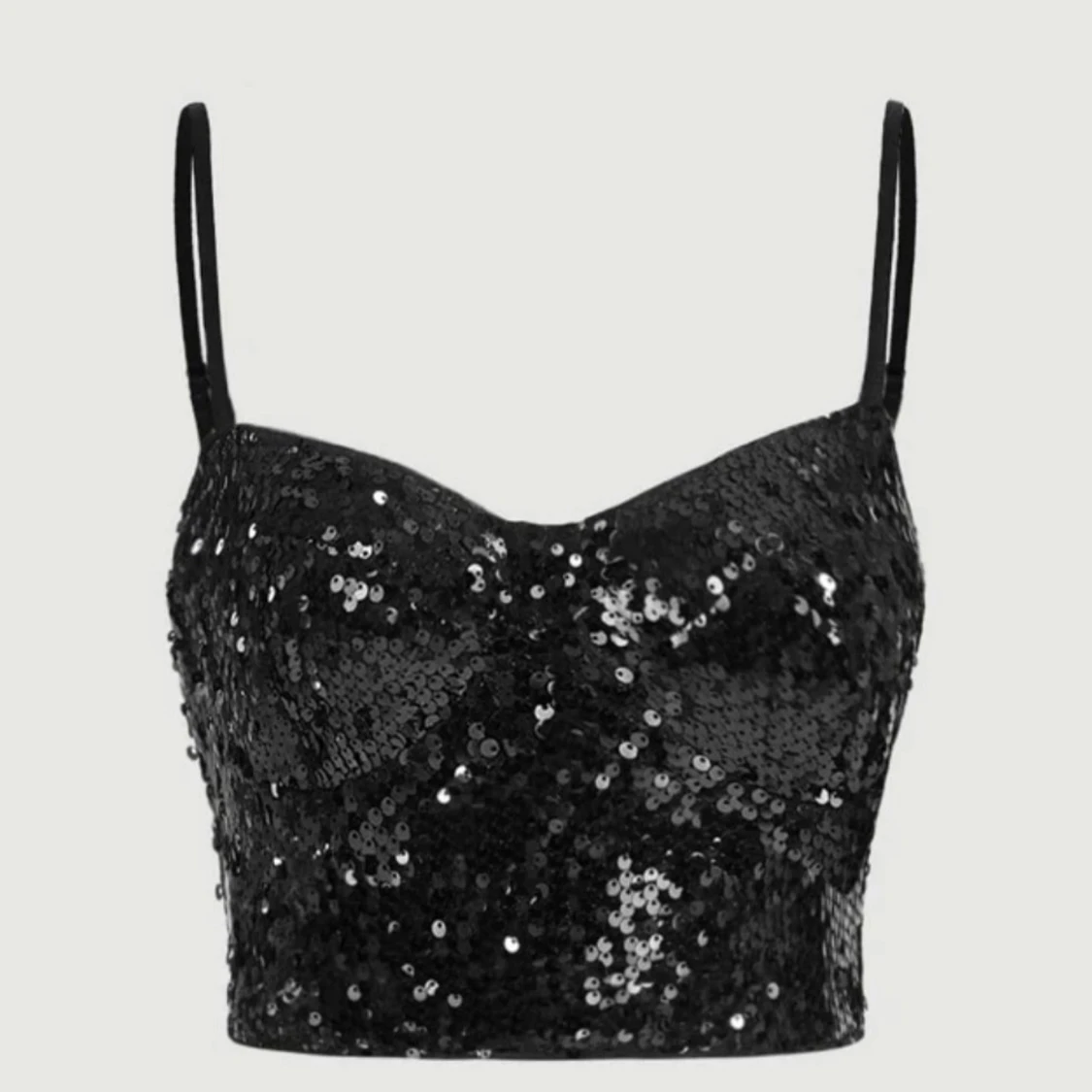 Svart paljettprydd korsettopp