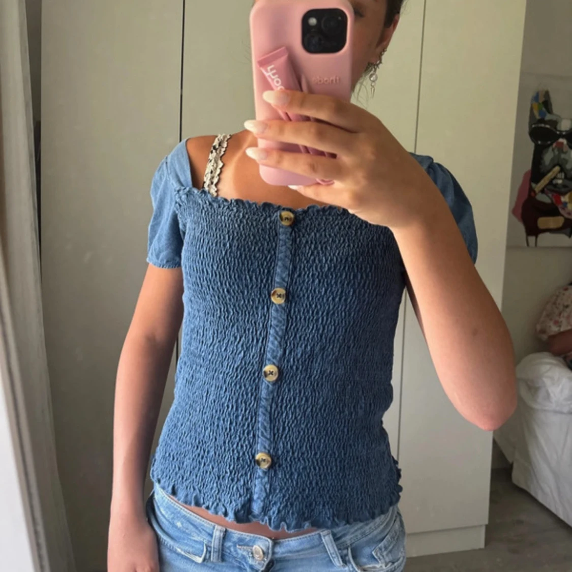 Blå smockad blus från Zara - 1