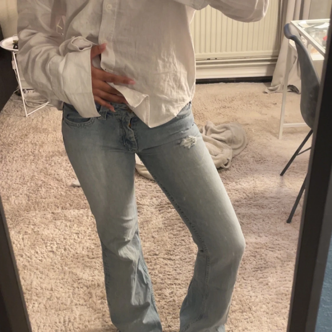 Ljusblå bootcut jeans från lee