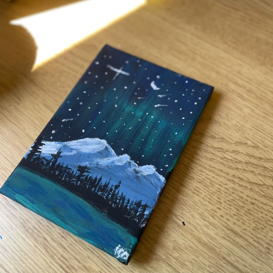Original handmålad tavla – “Northern Lights” – 12x18 cm - 3