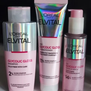 L'Oréal Elvital Glycolic Gloss  - L'Oréal Elvital Glycolic Gloss Shampoo 1X 200ml Conditioner 1 X 150ml Serum 1X 150ml Allt i obruten förpackning Pris för 3 produkter